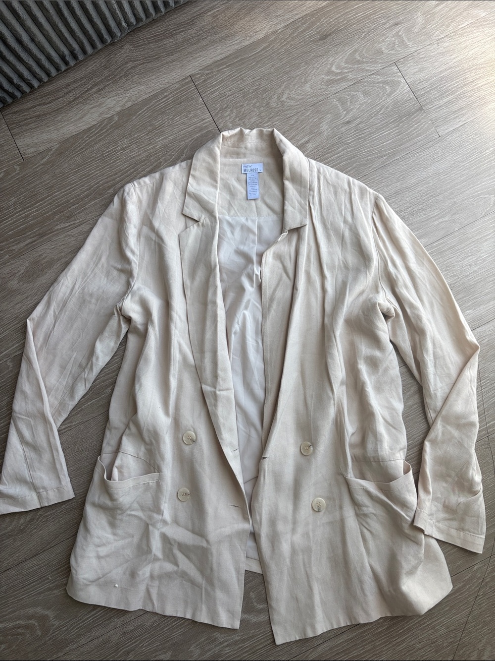 West of Melrose beige Double-Breasted Linen Blazer